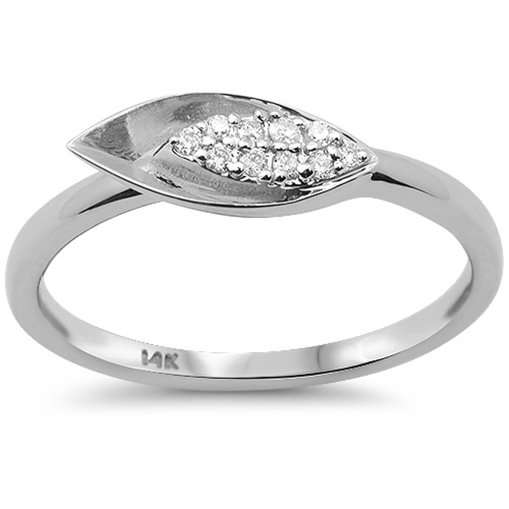 SPECIAL!.07ct G SI 14K White Gold Diamond Pear Leaf Shaped Band Ring Size 6.5