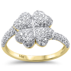 SPECIAL!.70ct G SI 14K Yellow Gold Diamond Large Clover Flower Ring Size 6.5