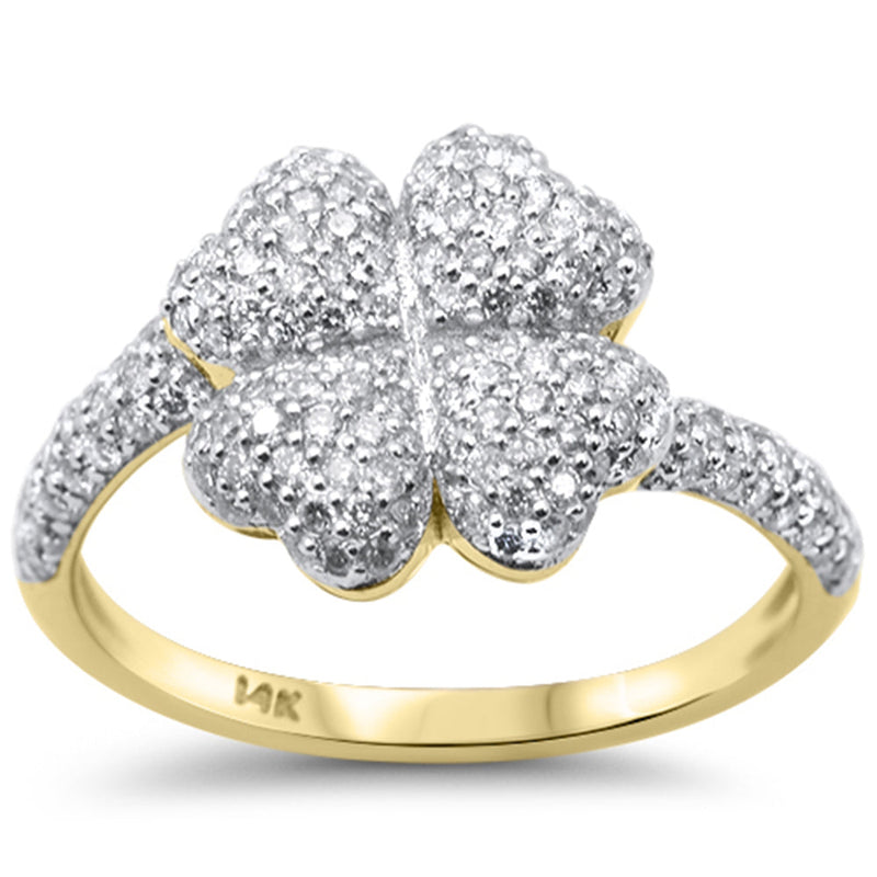SPECIAL!.70ct G SI 14K Yellow Gold Diamond Large Clover Flower Ring Size 6.5