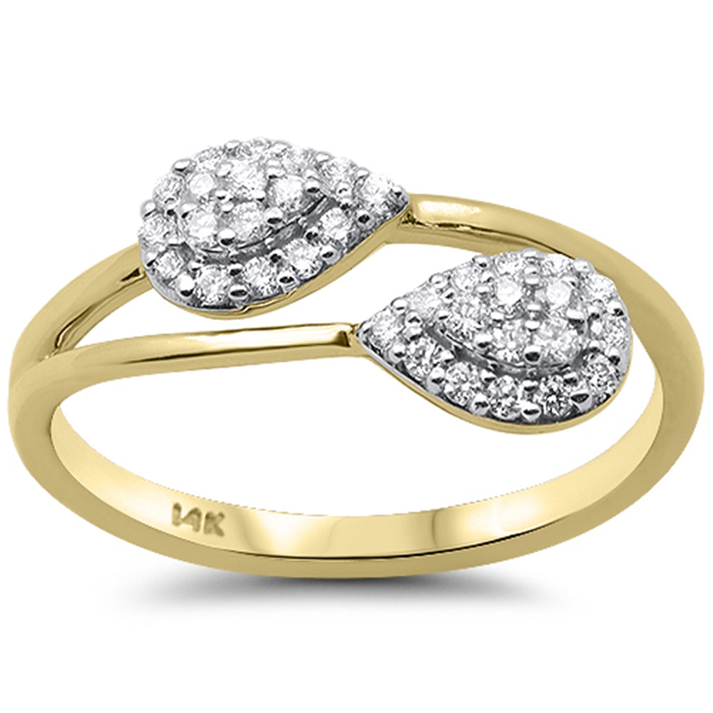 SPECIAL!.24ct G SI 14K Yellow Gold Diamond Pear Shape Band Ring Size 6.5