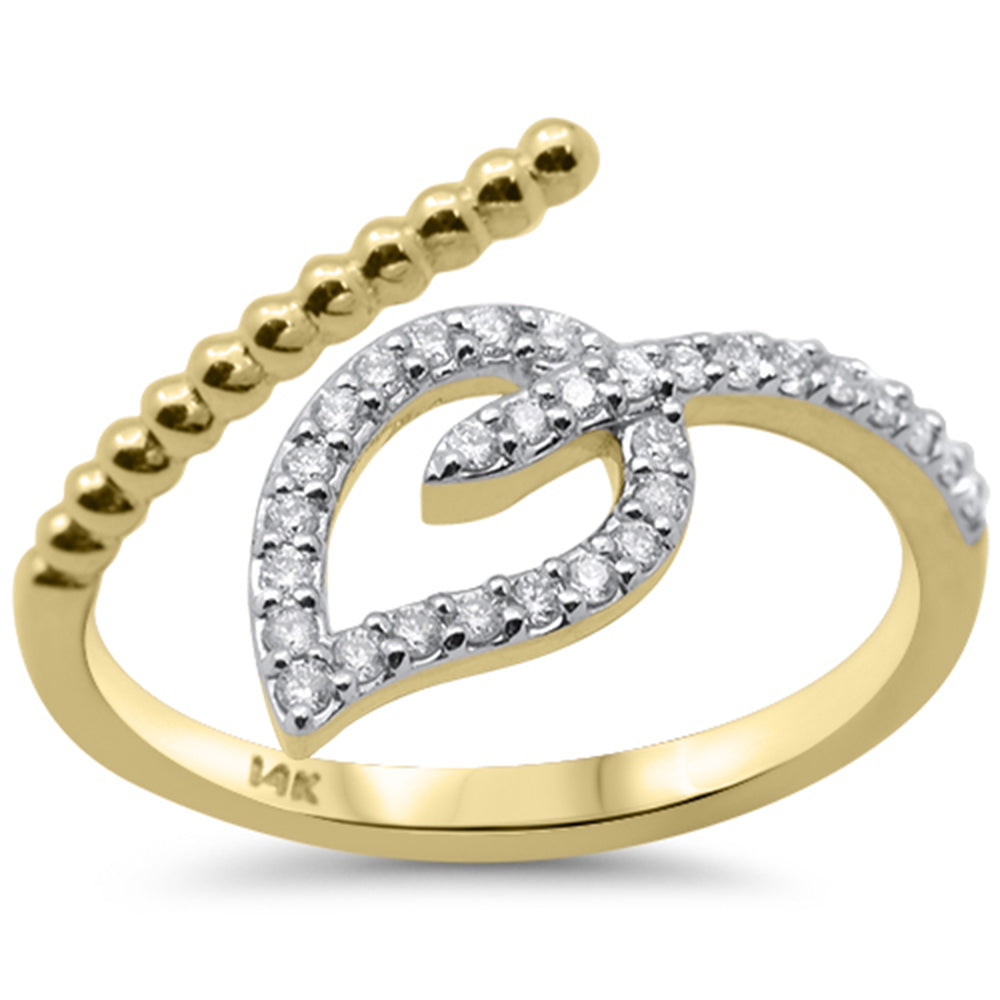 SPECIAL!.20ct G SI 14K Yellow Gold Diamond Leaf Wrap Around Band Ring Size 6.5
