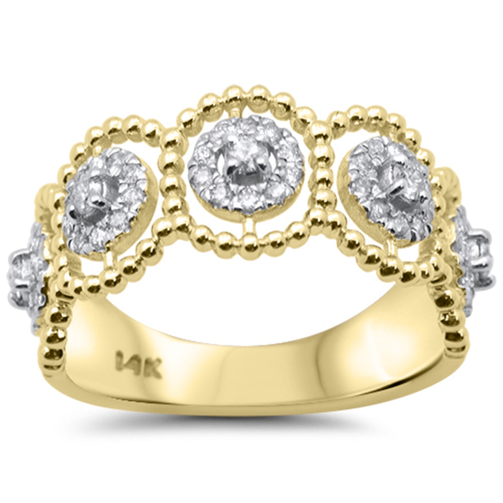 SPECIAL!.37ct G SI 14K Yellow Gold Diamond Beaded Modern Band Ring Size 6.5