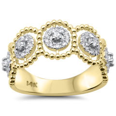 SPECIAL!.37ct G SI 14K Yellow Gold Diamond Beaded Modern Band Ring Size 6.5