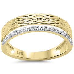 SPECIAL!.10ct G SI 14K Yellow Gold Diamond Fashion Trendy Modern Band Ring Size 6.5