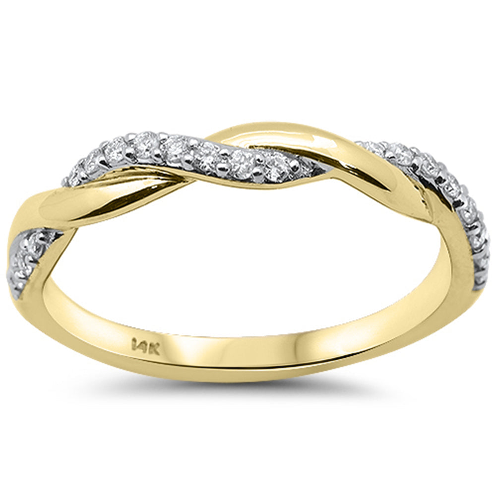 SPECIAL!.18ct G SI 14K Yellow Gold Diamond Infinity Twisted Band Ring Size 6.5