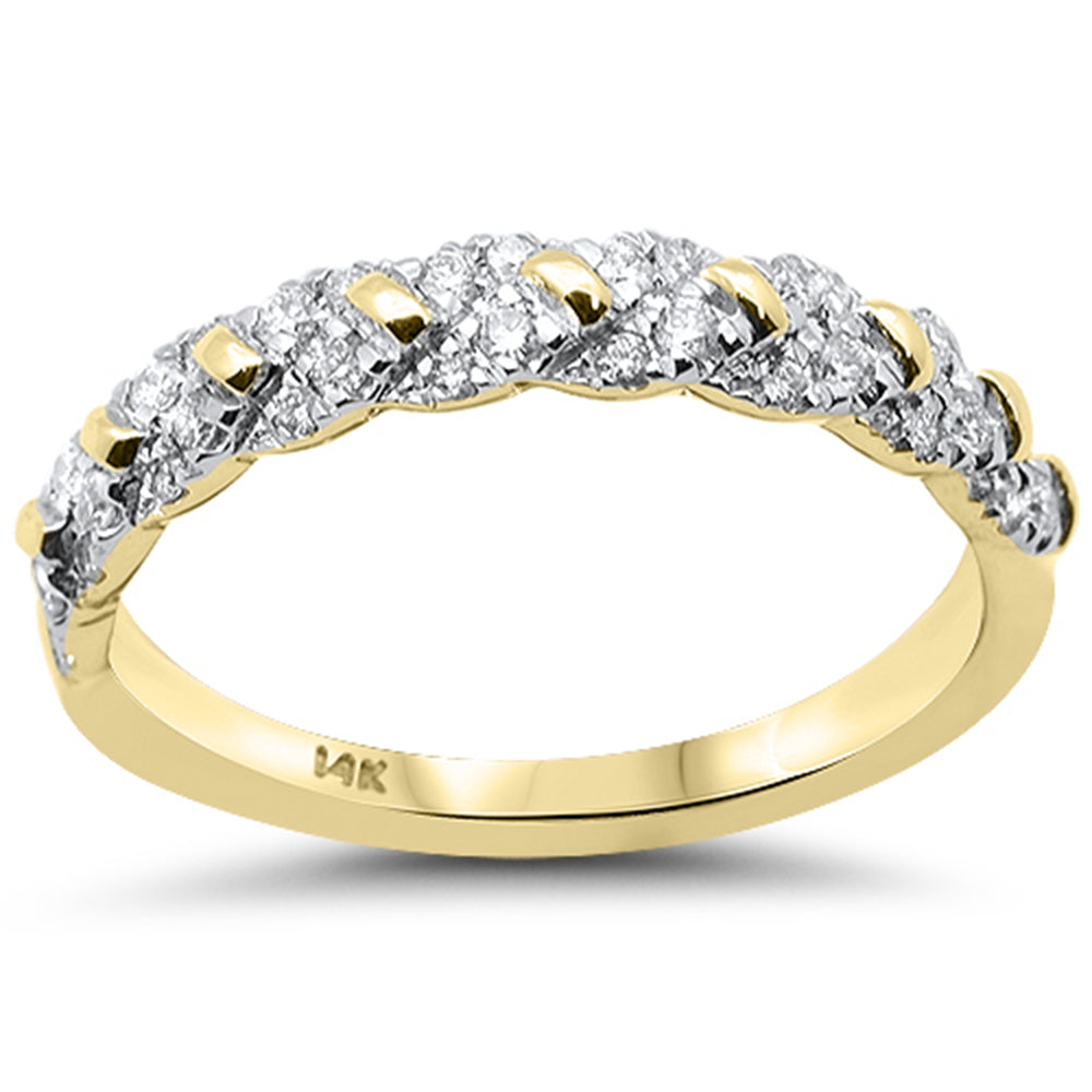 SPECIAL!.24ct G SI 14K Yellow Gold Diamond Fashion Braided Band Ring Size 6.5