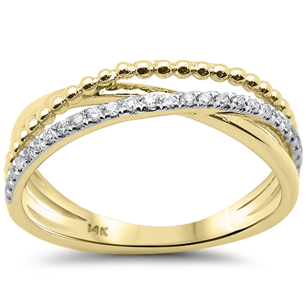 SPECIAL!.14ct G SI 14K Yellow Gold Diamond Fashion Multi Band Trendy Band Ring Size 6.5