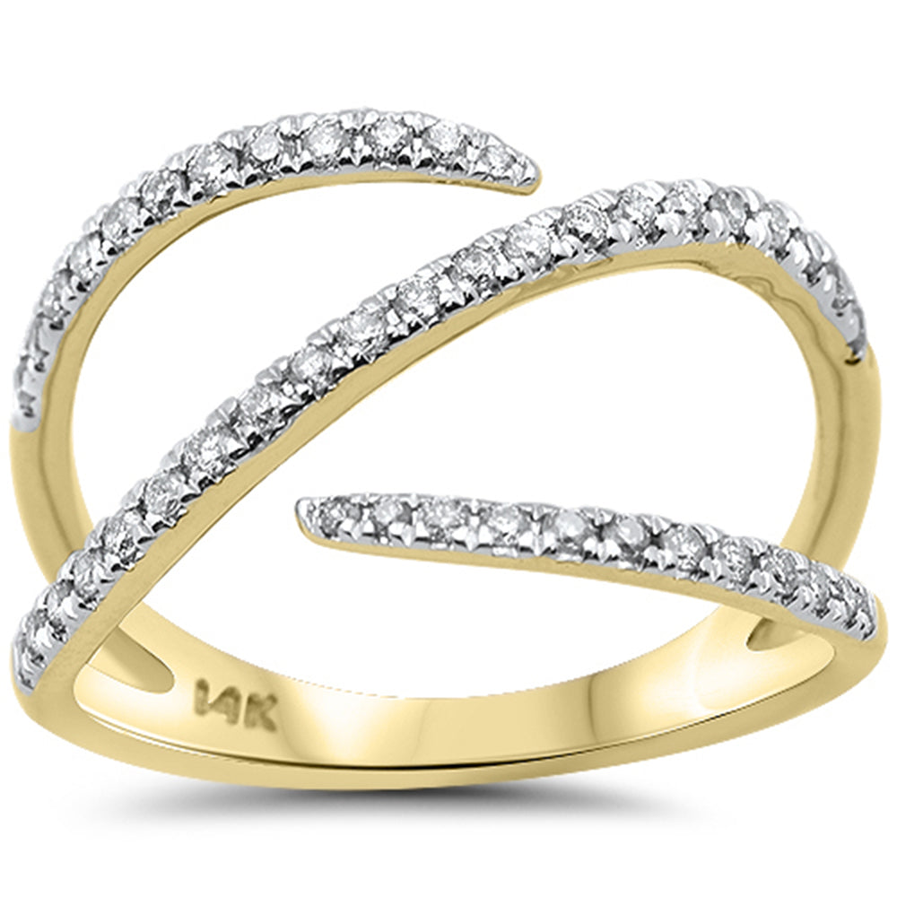 SPECIAL!.32ct G SI 14K Yellow Gold Diamond Open Modern Trendy Band Ring Size 6.5