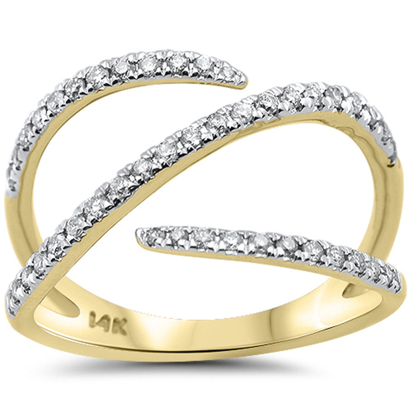 SPECIAL!.32ct G SI 14K Yellow Gold Diamond Open Modern Trendy Band Ring Size 6.5