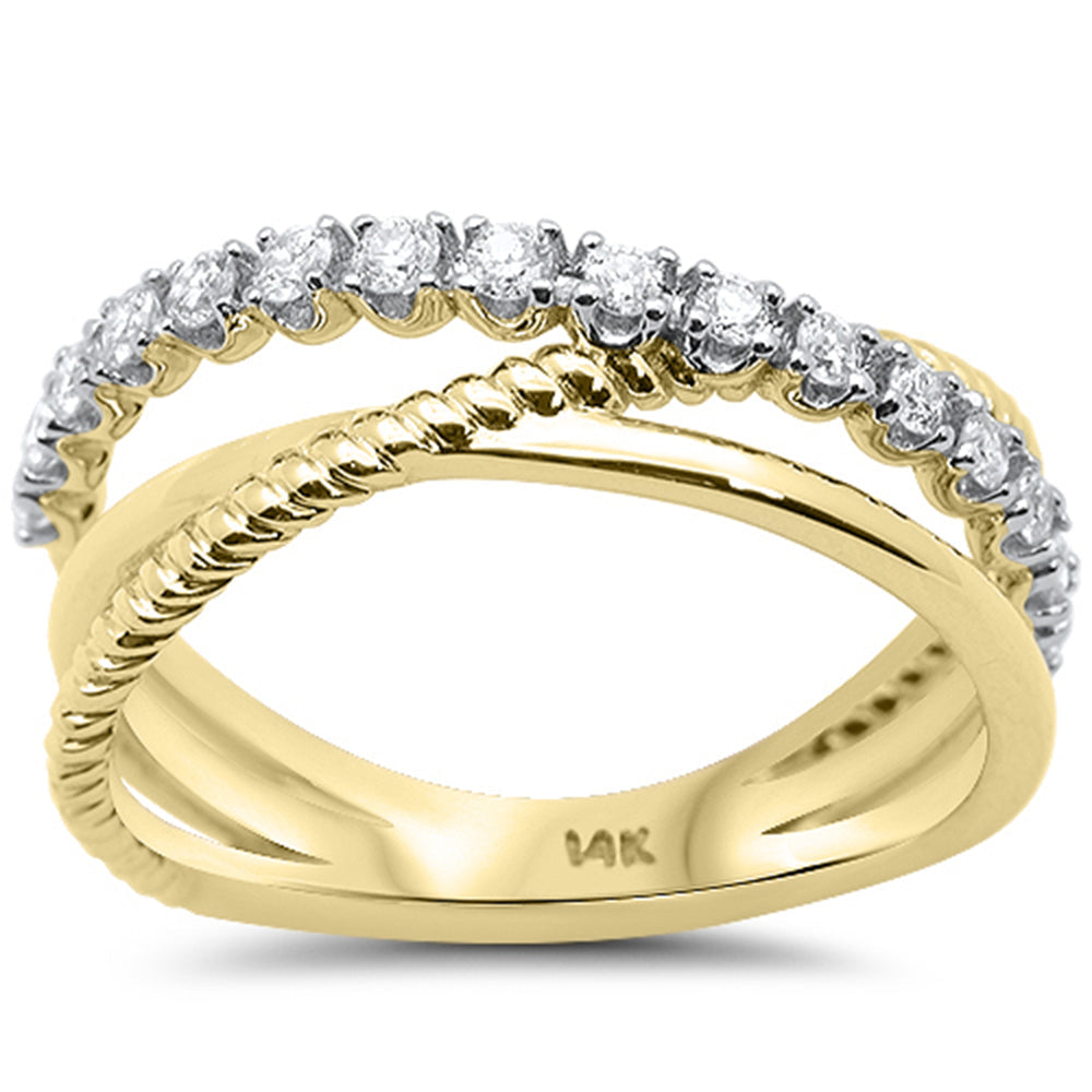 SPECIAL!.29ct G SI 14K Yellow Gold Diamond Multi Band Trendy Modern Band Ring Size 6.5
