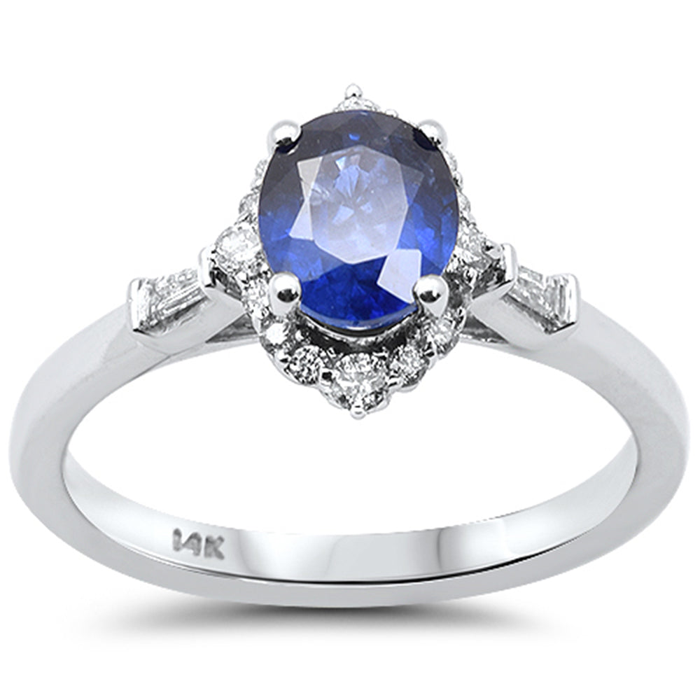 SPECIAL!1.44ct G SI 14K White Gold Diamond & Blue Sapphire Gemstone Ring Size 6.5