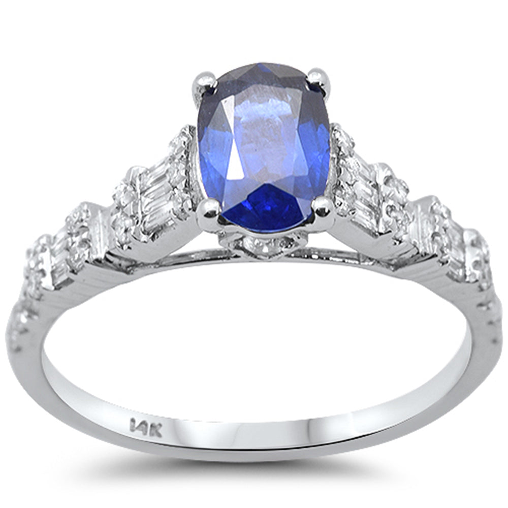 SPECIAL!1.53ct G SI 14K White Gold Diamond & Blue Sapphire Gemstone Ring Size 6.5