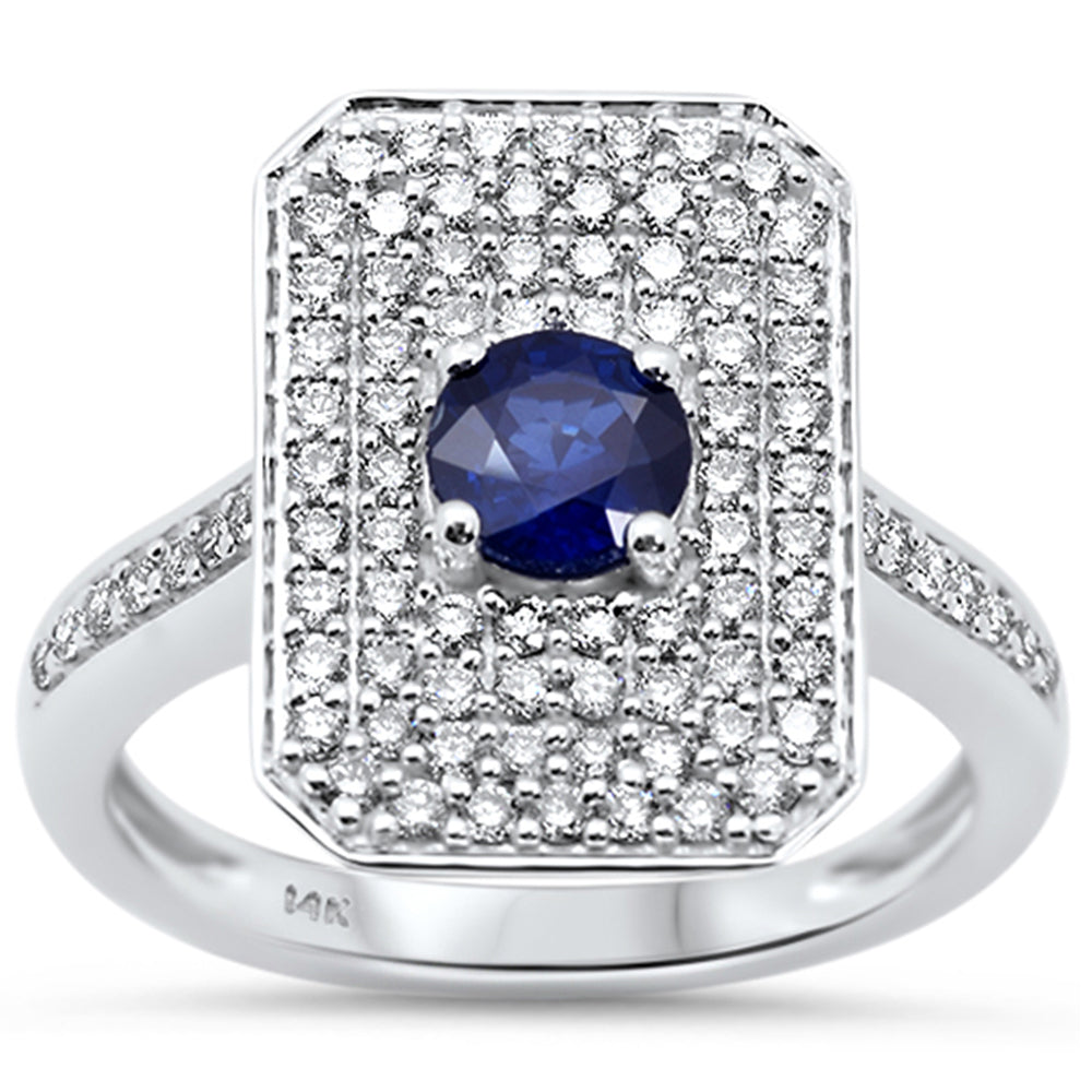 SPECIAL!1.35ct G SI 14K White Gold Diamond & Blue Sapphire Gemstone Ring Size 6.5