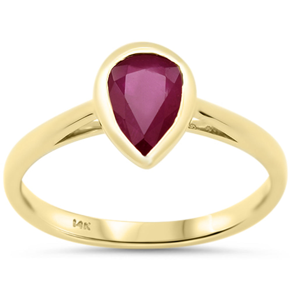 SPECIAL!1.34ct G SI 14K Yellow Gold Bezel Set Ruby Gemstone Ring Size 6.5