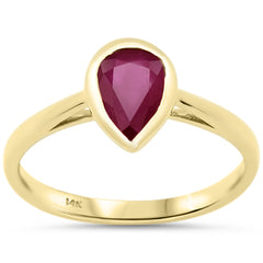 SPECIAL!1.34ct G SI 14K Yellow Gold Bezel Set Ruby Gemstone Ring Size 6.5