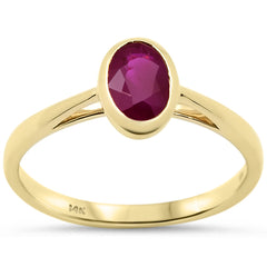 SPECIAL!1.00ct G SI 14K Yellow Gold Bezel Set Ruby Gemstone Ring Size 6.5