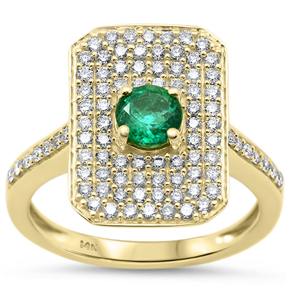 SPECIAL!1.08ct G SI 14K Yellow Gold Diamond & Emerald Gemstone Ring Size 6.5