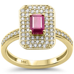 SPECIAL!1.32ct G SI 14K Yellow Gold Diamond & Ruby Gemstone Ring Size 6.5