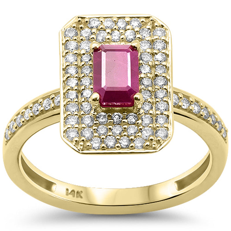 SPECIAL!1.32ct G SI 14K Yellow Gold Diamond & Ruby Gemstone Ring Size 6.5