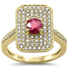 SPECIAL!1.45ct G SI 14K Yellow Gold Diamond & Ruby Gemstone Ring Size 6.5