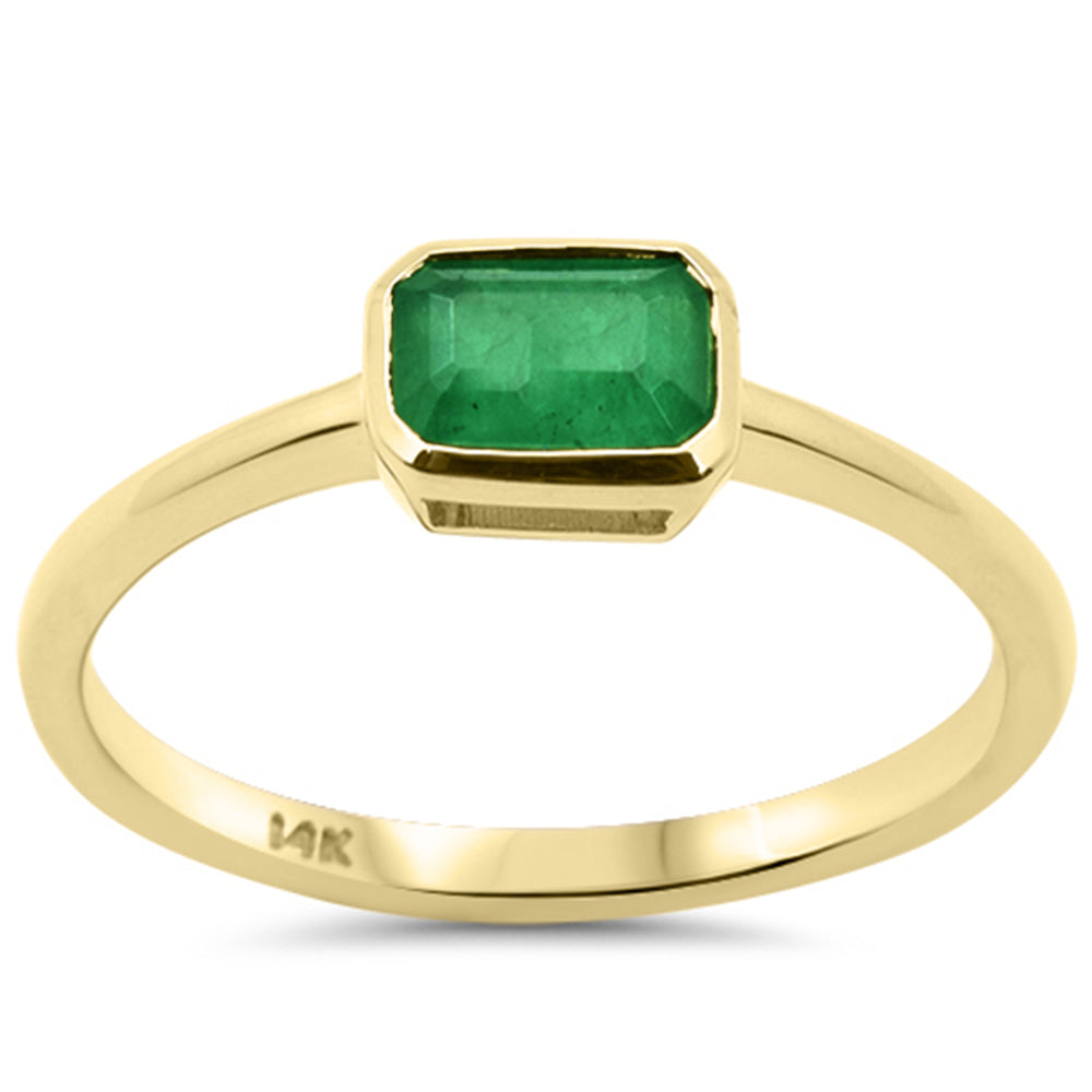 SPECIAL!.66ct G SI 14K Yellow Gold Bezel Set Emerald Gemstone Ring Size 6.5