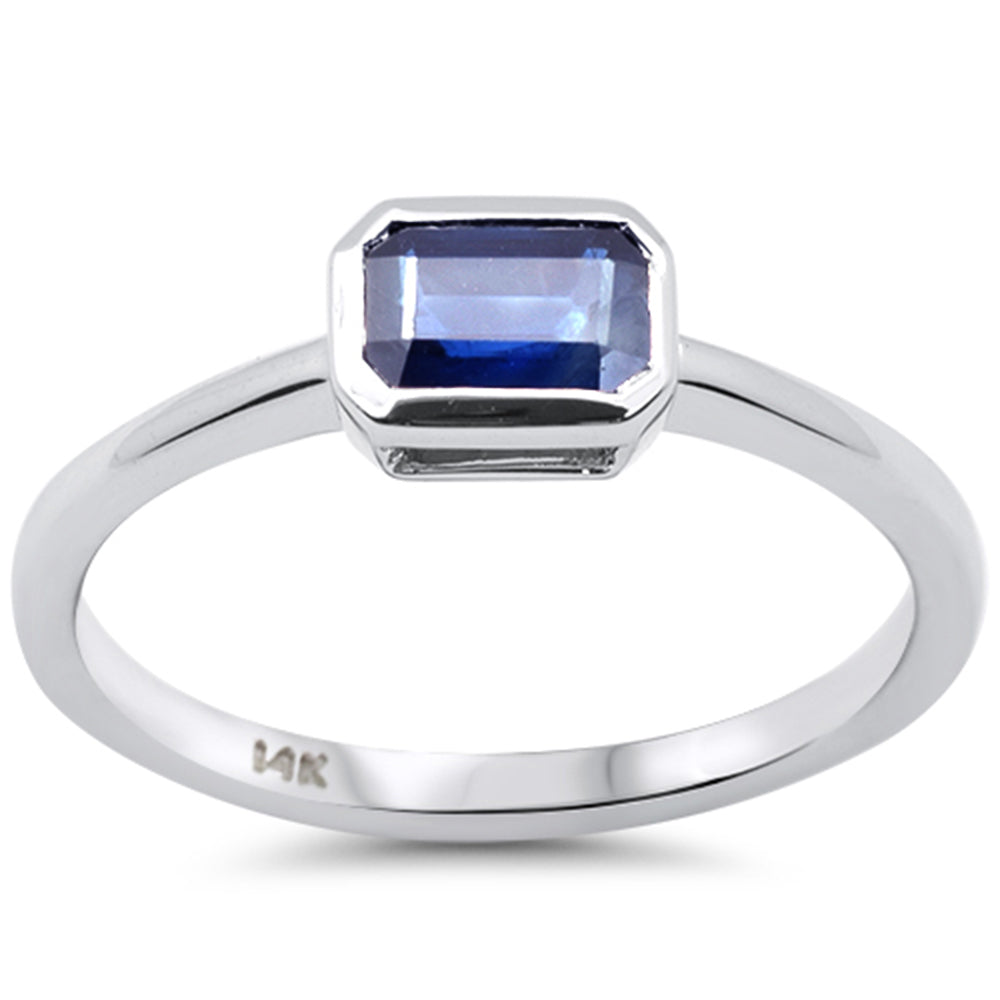 SPECIAL!.66ct G SI 14K White Gold Bezel Set Blue Sapphire Gemstone Ring Size 6.5