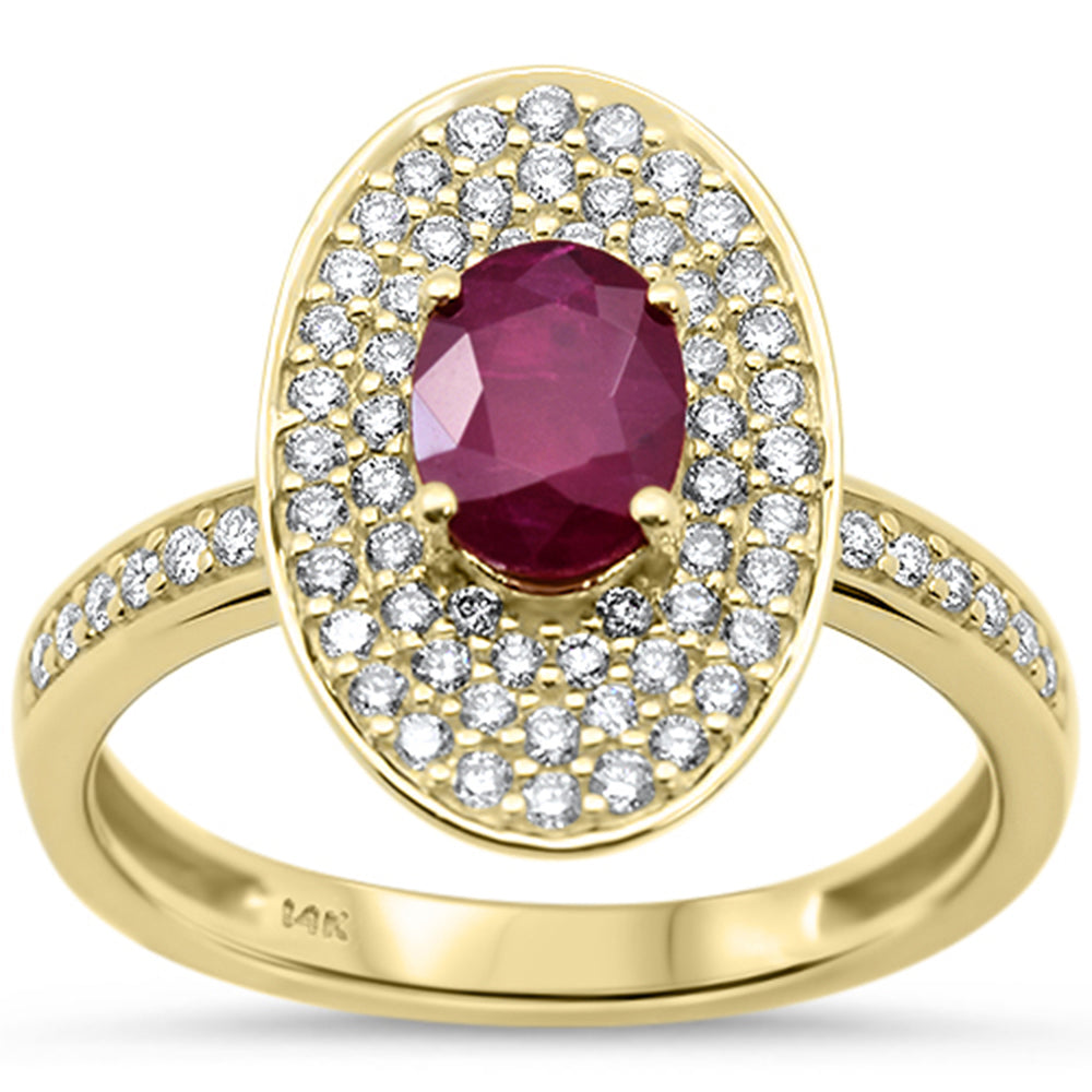 SPECIAL!1.42ct G SI 14K Yellow Gold Oval Ruby Gemstone & Diamond Ring Size 6.5