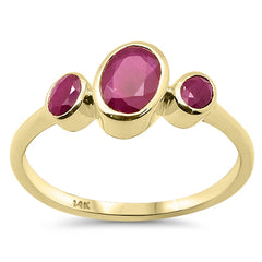 SPECIAL!1.41ct G SI 14K Yellow Gold Oval Ruby Gemstone Ring Size 6.5
