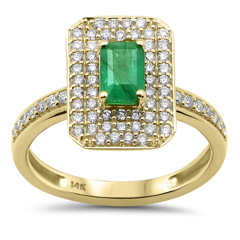 SPECIAL!1.15ct G SI 14K Yellow Gold Emerald Gemstone & Diamond Ring Size 6.5