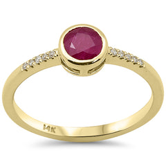 SPECIAL!.63ct G SI 14K Yellow Gold Diamond & Ruby Gemstone Ring Size 6.5