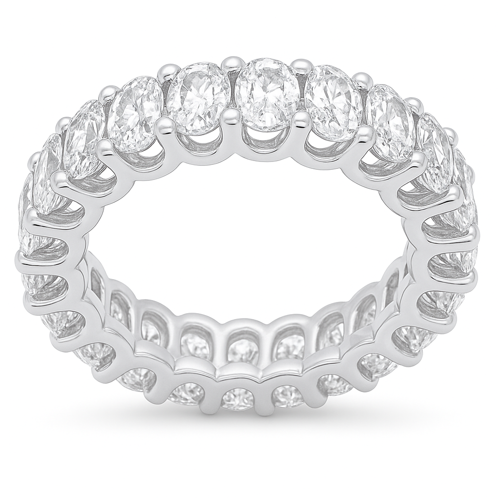 SPECIAL! 4.16ct G SI 14K White Gold Oval Cut Diamond Eternity Ring Size 6.5
