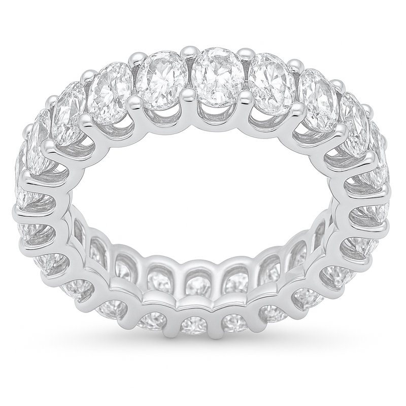 SPECIAL! 4.16ct G SI 14K White Gold Oval Cut Diamond Eternity Ring Size 6.5