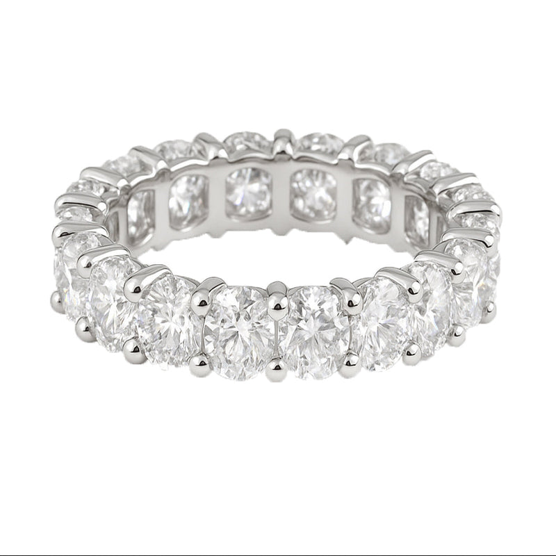 SPECIAL! 4.16ct G SI 14K White Gold Oval Cut Diamond Eternity Ring Size 6.5