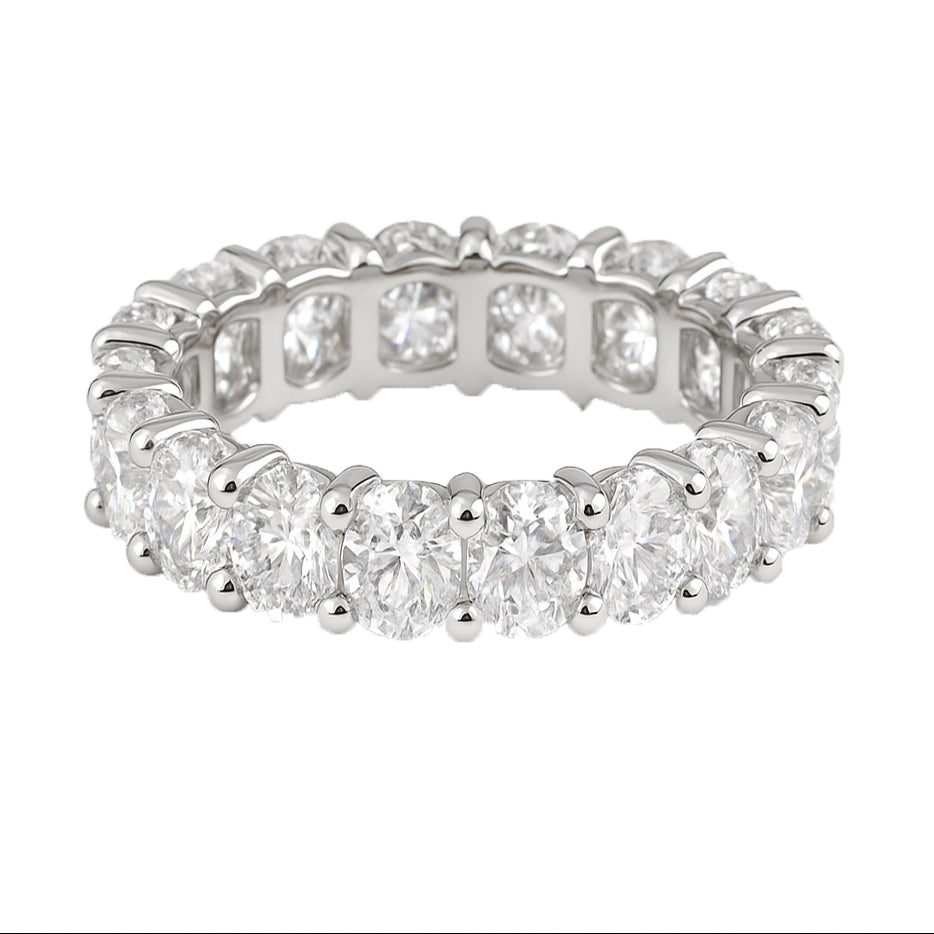 SPECIAL! 4.16ct G SI 14K White Gold Oval Cut Diamond Eternity Ring Size 6.5