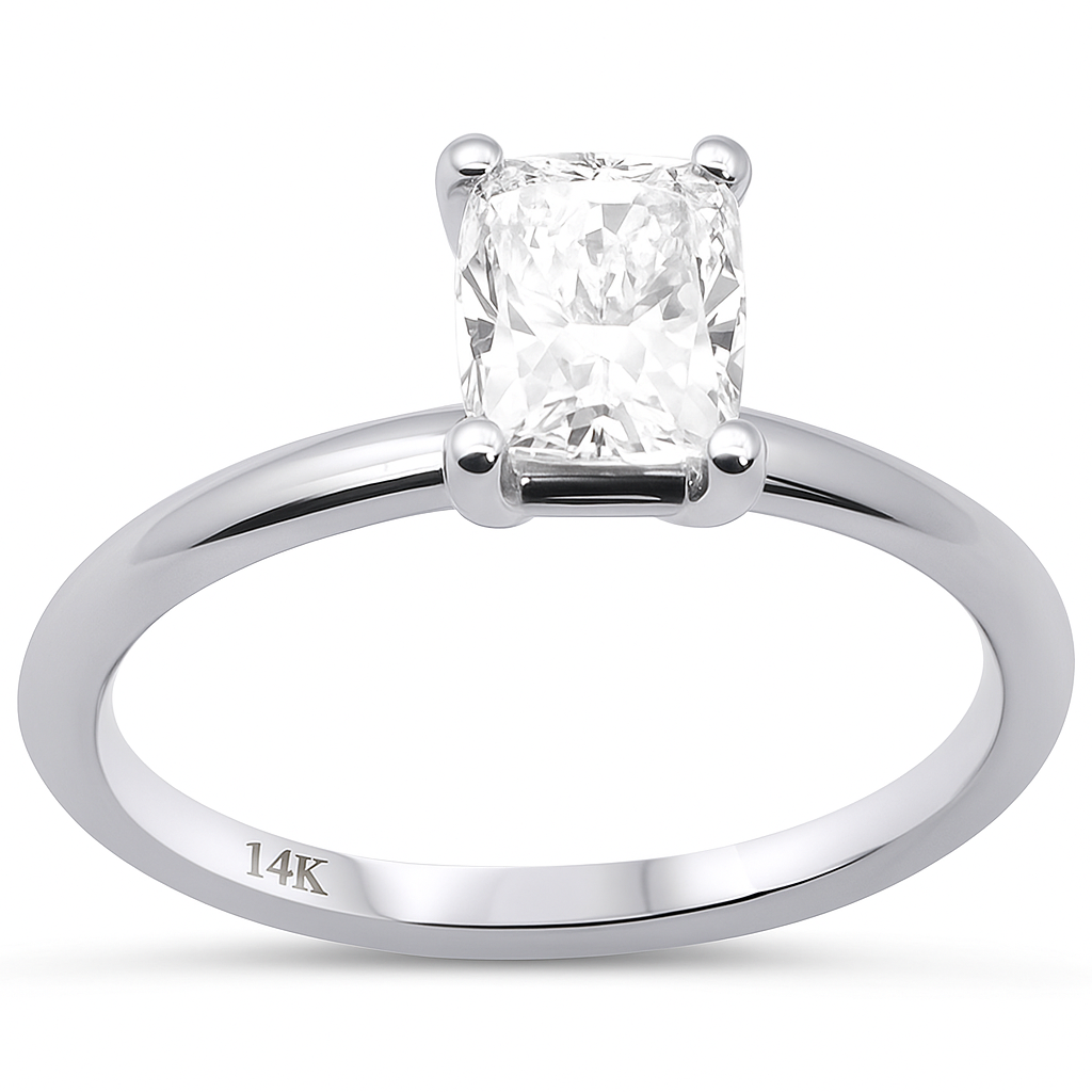 SPECIAL!1.00ct G SI 14K White Gold Diamond Cushion Cut Diamond Engagement Solitaire Ring Size 6.5