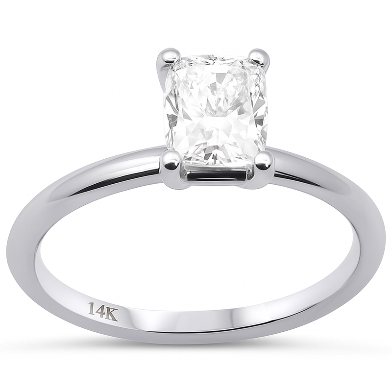 SPECIAL!1.00ct G SI 14K White Gold Diamond Cushion Cut Diamond Engagement Solitaire Ring Size 6.5