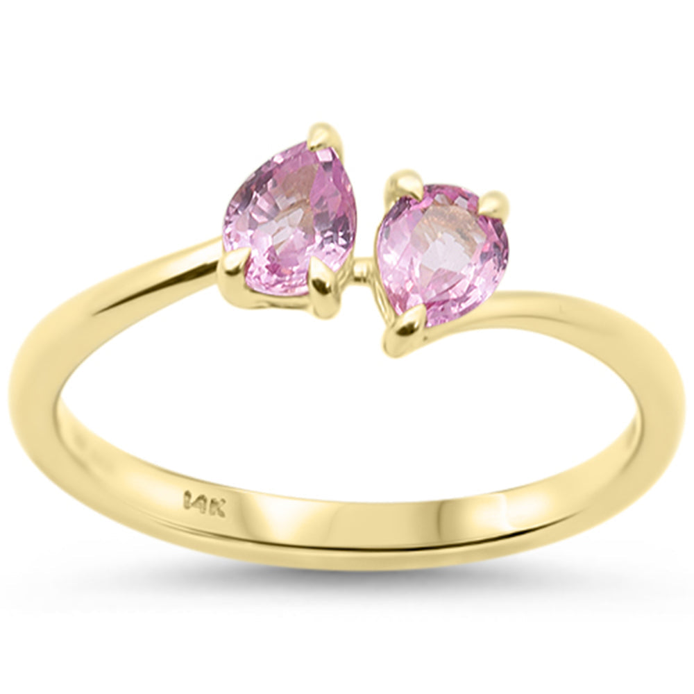 SPECIAL! .75ct G SI 14K Yellow Gold Pear Shaped Pink Sapphire Gemstone Ring Size 6.5