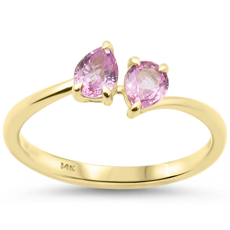 SPECIAL! .75ct G SI 14K Yellow Gold Pear Shaped Pink Sapphire Gemstone Ring Size 6.5
