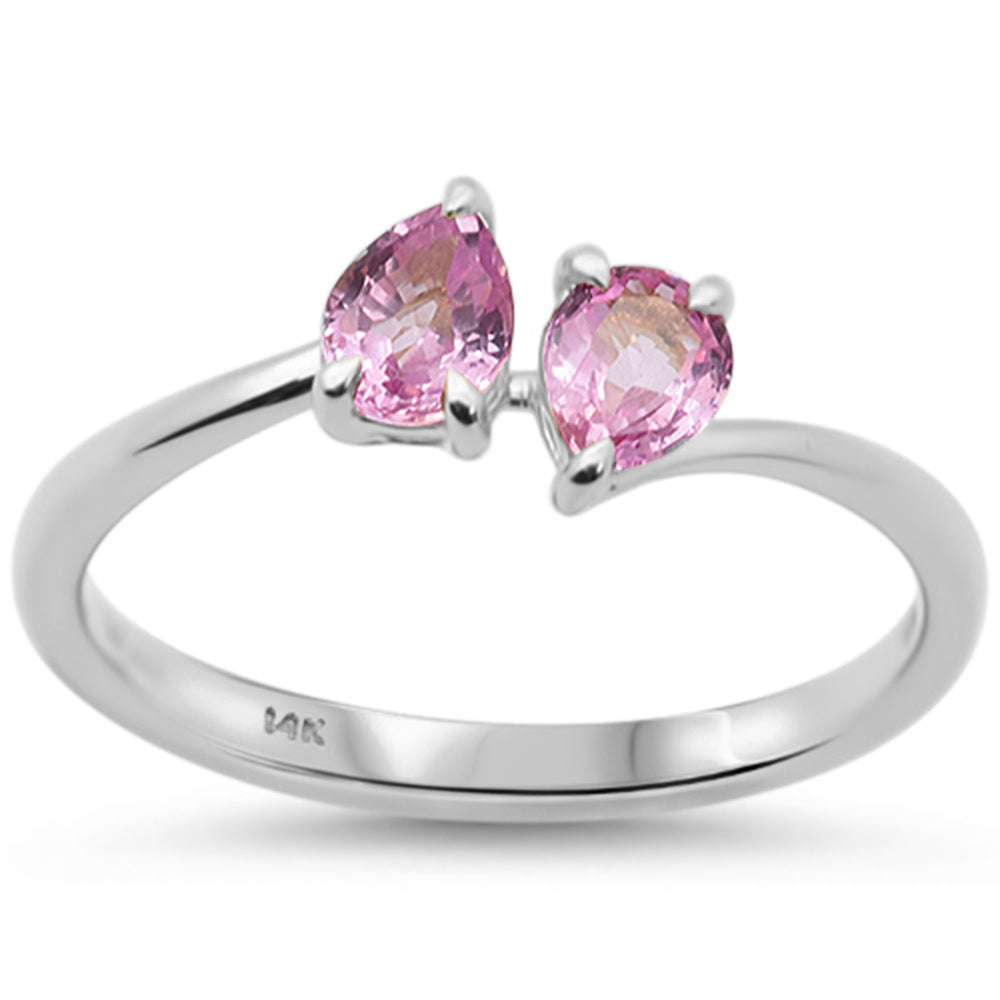 SPECIAL! .75ct G SI 14K White Gold Pear Shaped Pink Sapphire Gemstone Ring Size 6.5