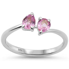 SPECIAL! .75ct G SI 14K White Gold Pear Shaped Pink Sapphire Gemstone Ring Size 6.5