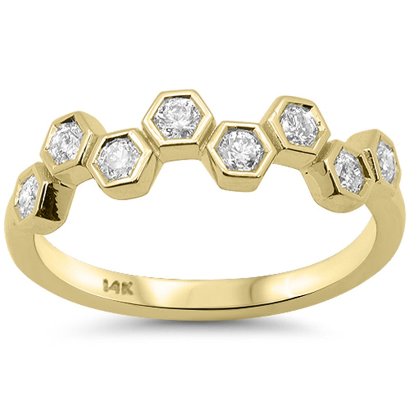 SPECIAL!.32ct G SI 14K Yellow Gold Diamond Honeycomb Design Band Ring Size 6.5