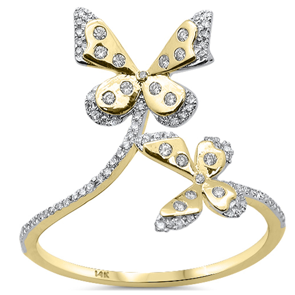 SPECIAL! .18ct G SI 14K Yellow Gold Diamond Butterfly Art Deco Ring Size 6.5