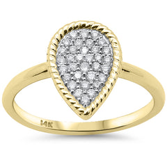 SPECIAL!.19ct G SI 14K Yellow Gold Pear Shape Diamond Ring Size 6.5