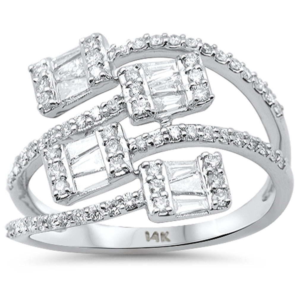 SPECIAL!.67ct G SI 14K White Gold Round & Baguette Diamond Band Ring Size 6.5