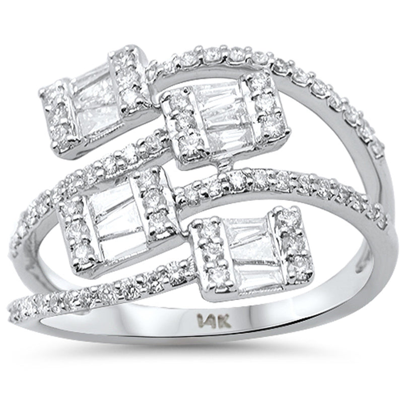 SPECIAL!.67ct G SI 14K White Gold Round & Baguette Diamond Band Ring Size 6.5