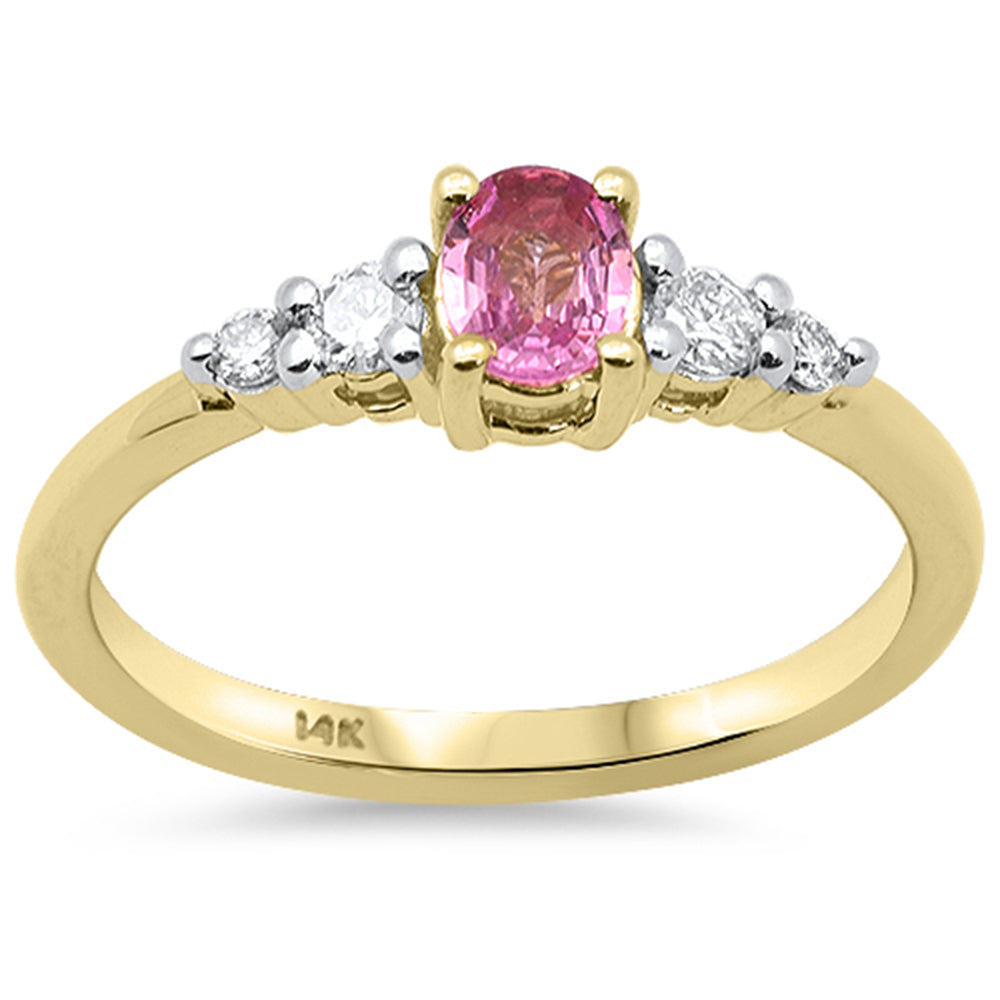 SPECIAL!.51ct G SI 14K Yellow Gold Diamond & Pink Sapphire Gemstone Ring Size 6.5
