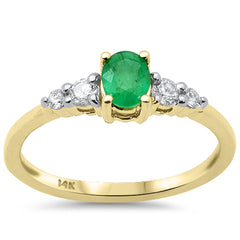 SPECIAL!.54ct G SI 14K Yellow Gold Diamond & Emerald Gemstone Ring Size 6.5