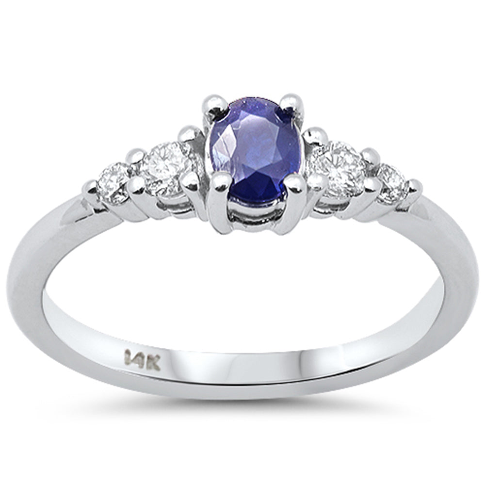 SPECIAL!.66ct G SI 14K White Gold Diamond & Blue Sapphire Gemstone Ring Size 6.5