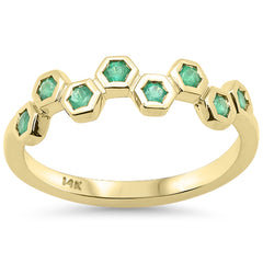 SPECIAL!.29ct G SI 14K Yellow Gold Emerald Gemstone Ring Band Size 6.5