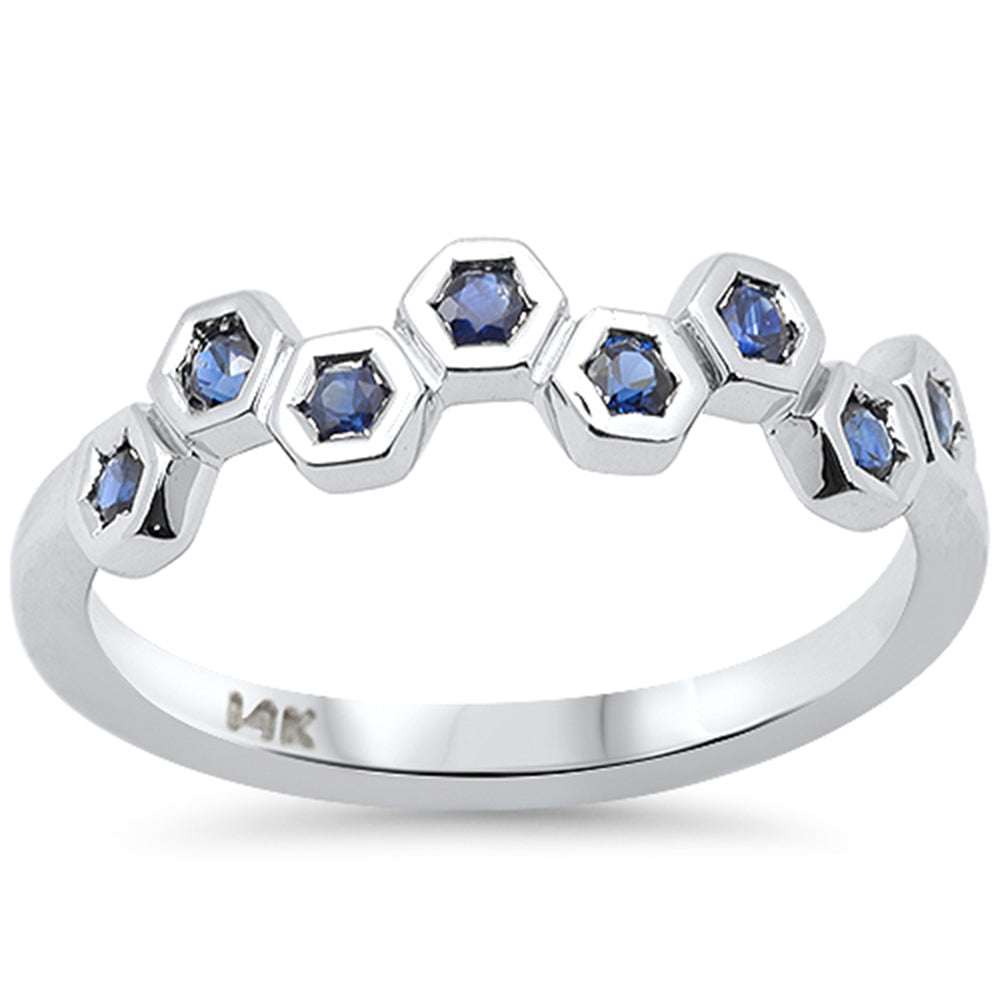 SPECIAL!.34ct G SI 14K White Gold Blue Sapphire Gemstone Ring Band Size 6.5